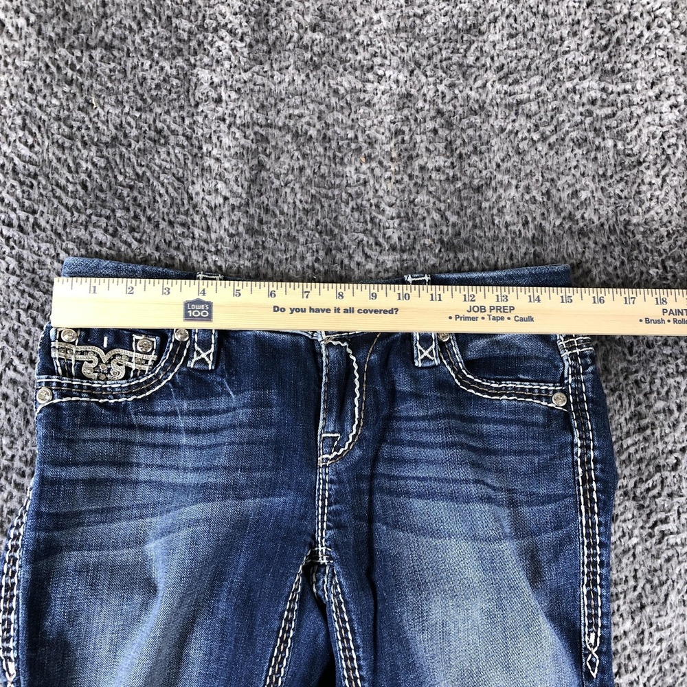 Rock Revival Easy Straight Jeans Womens 26 Blue Med Wash Stretch Rhinestone - Picture 4 of 16